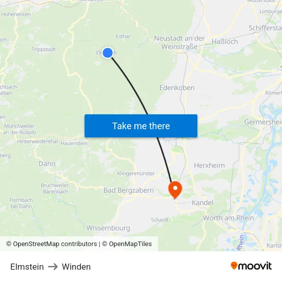Elmstein to Winden map