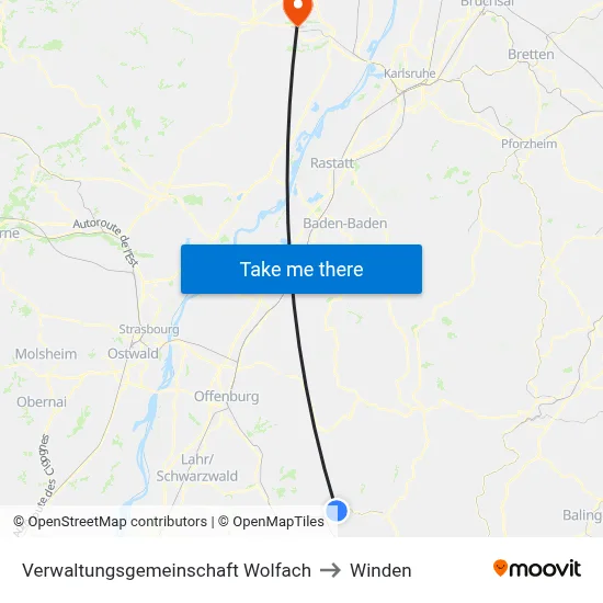 Verwaltungsgemeinschaft Wolfach to Winden map