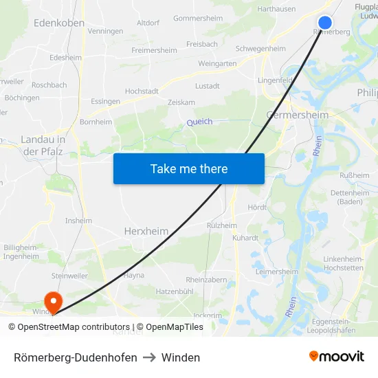 Römerberg-Dudenhofen to Winden map