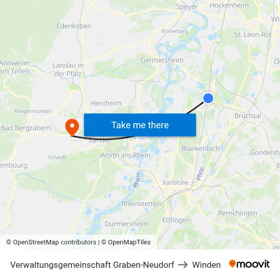 Verwaltungsgemeinschaft Graben-Neudorf to Winden map