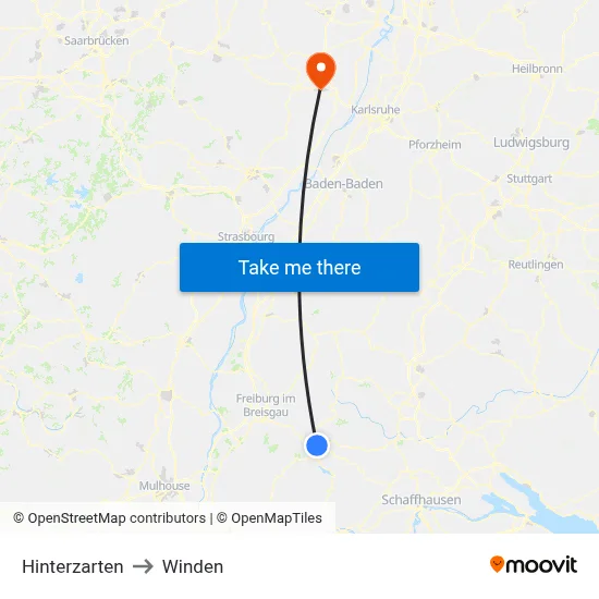 Hinterzarten to Winden map