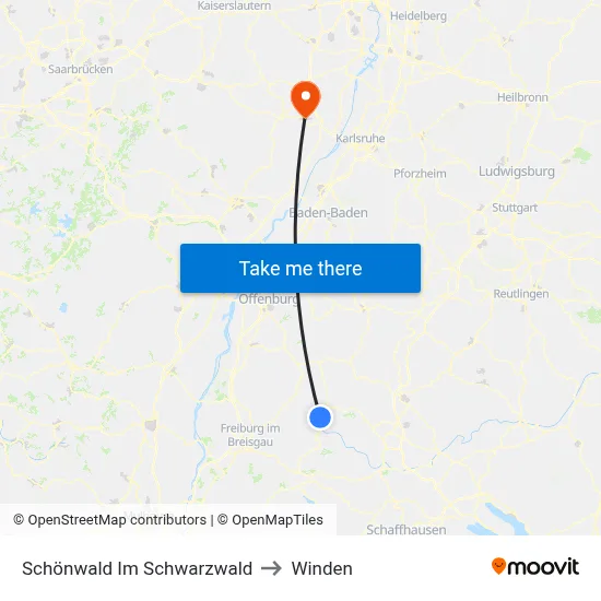 Schönwald Im Schwarzwald to Winden map