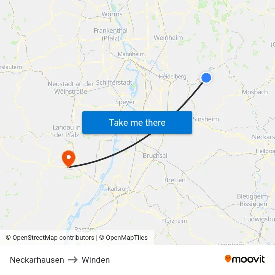 Neckarhausen to Winden map