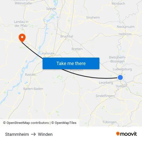 Stammheim to Winden map