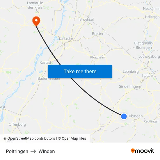 Poltringen to Winden map