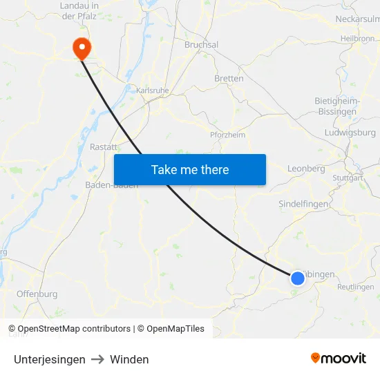 Unterjesingen to Winden map