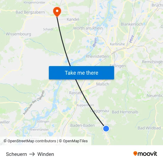 Scheuern to Winden map