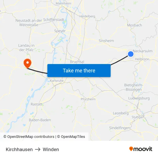 Kirchhausen to Winden map