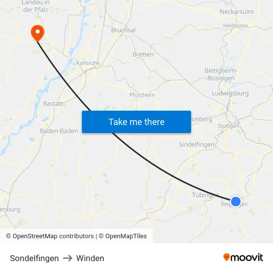 Sondelfingen to Winden map