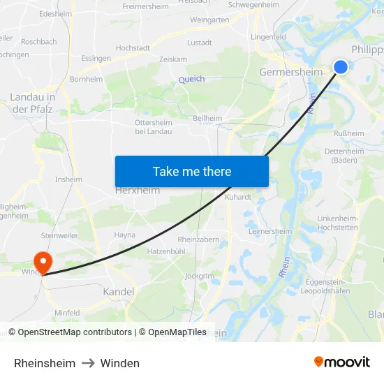 Rheinsheim to Winden map