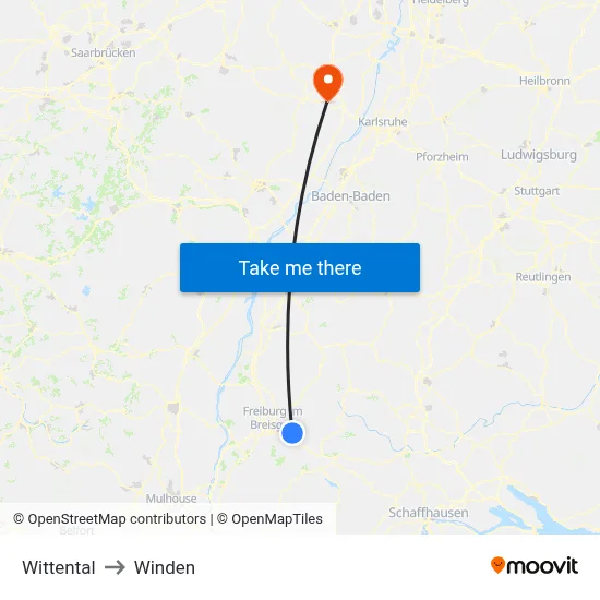 Wittental to Winden map