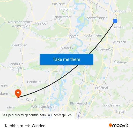 Kirchheim to Winden map