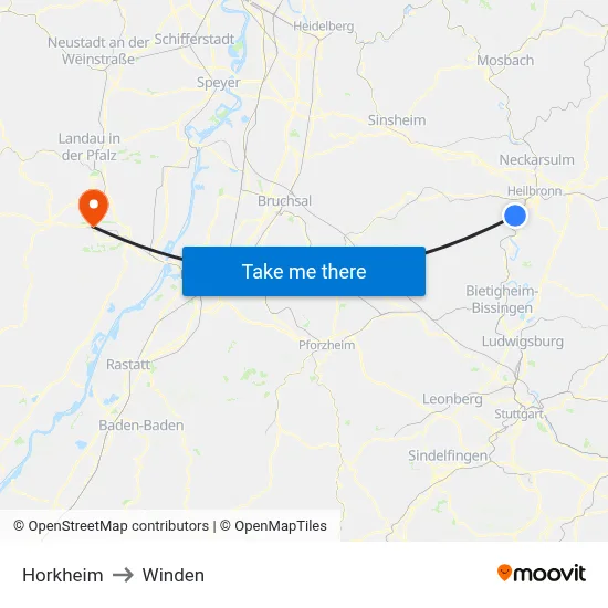 Horkheim to Winden map