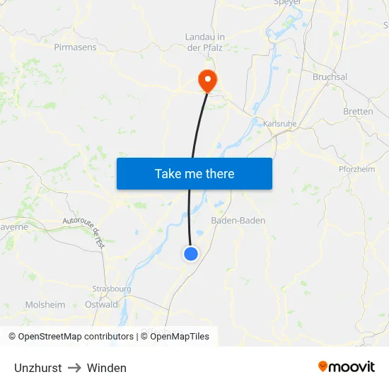 Unzhurst to Winden map