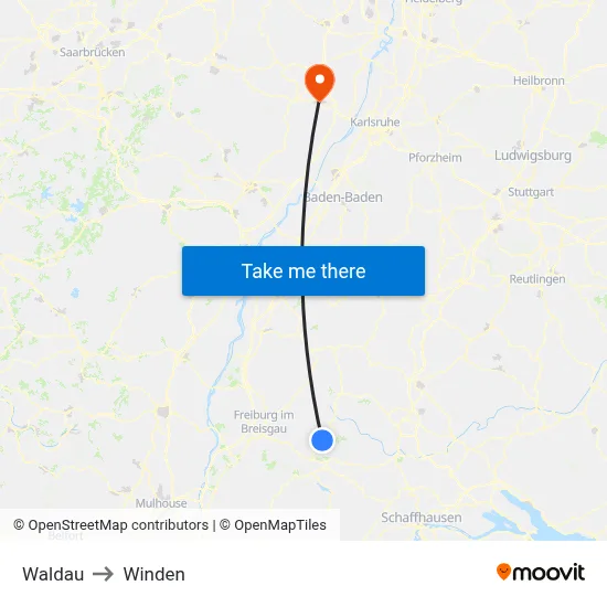 Waldau to Winden map