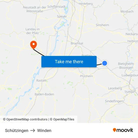 Schützingen to Winden map