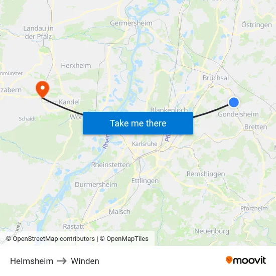Helmsheim to Winden map