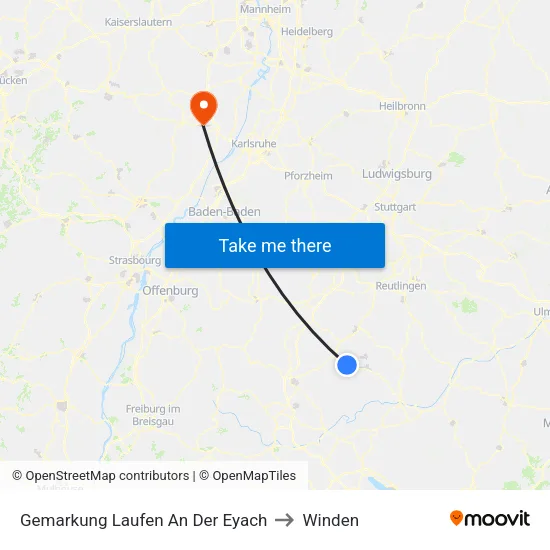 Gemarkung Laufen An Der Eyach to Winden map