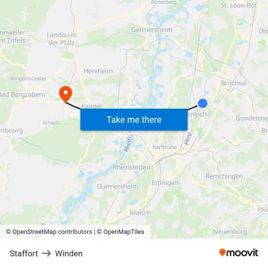 Staffort to Winden map