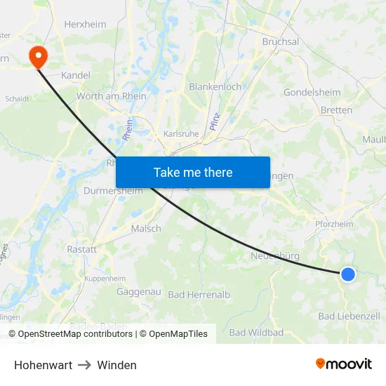 Hohenwart to Winden map