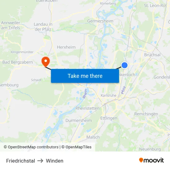 Friedrichstal to Winden map