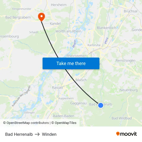 Bad Herrenalb to Winden map