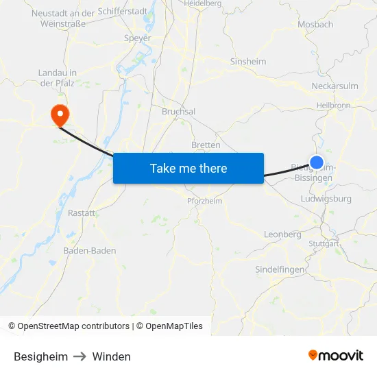 Besigheim to Winden map