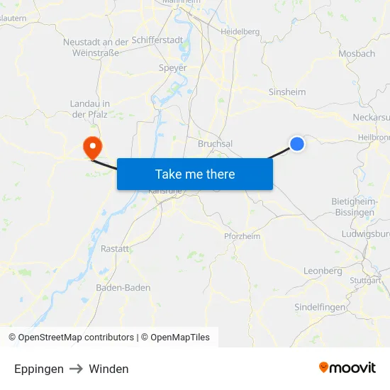 Eppingen to Winden map