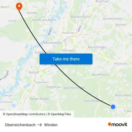 Oberreichenbach to Winden map