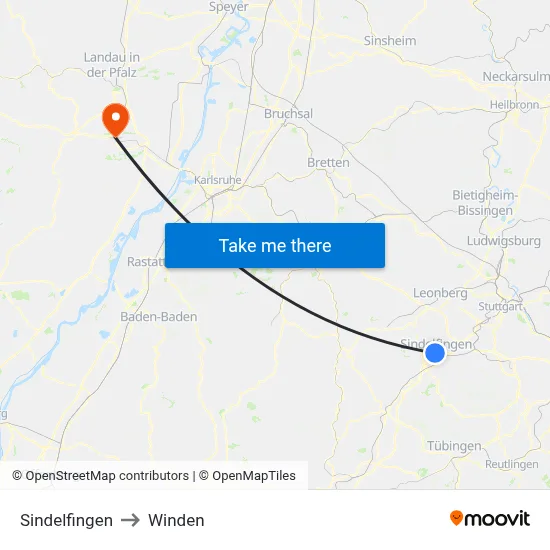 Sindelfingen to Winden map