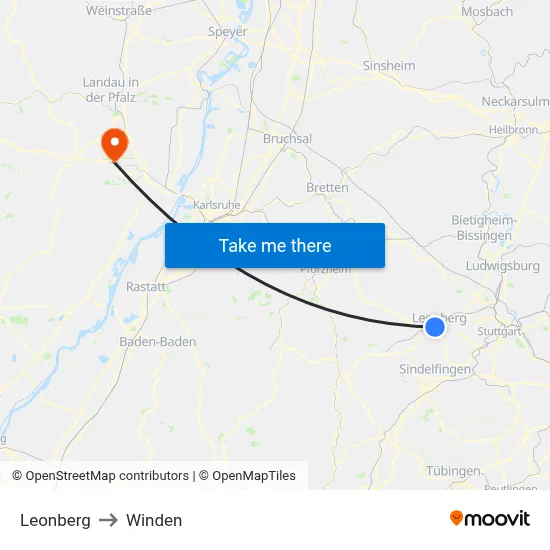 Leonberg to Winden map