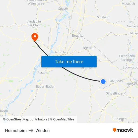 Heimsheim to Winden map