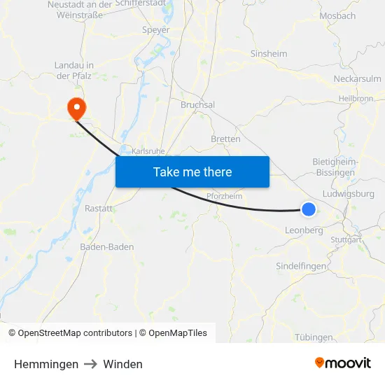 Hemmingen to Winden map