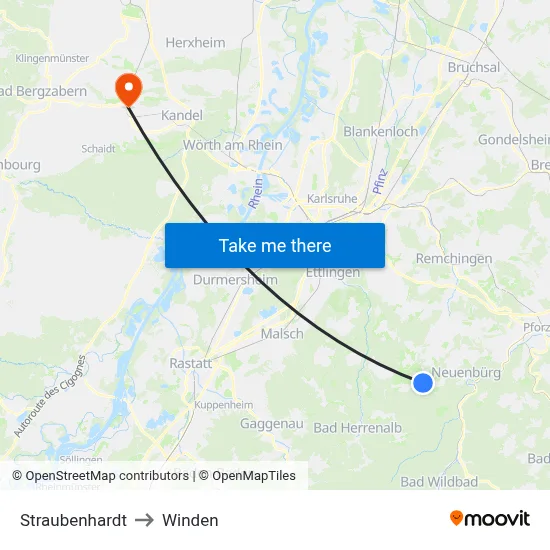 Straubenhardt to Winden map