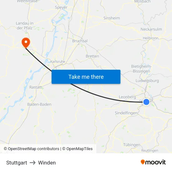 Stuttgart to Winden map