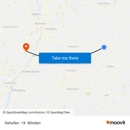 Ilshofen to Winden map