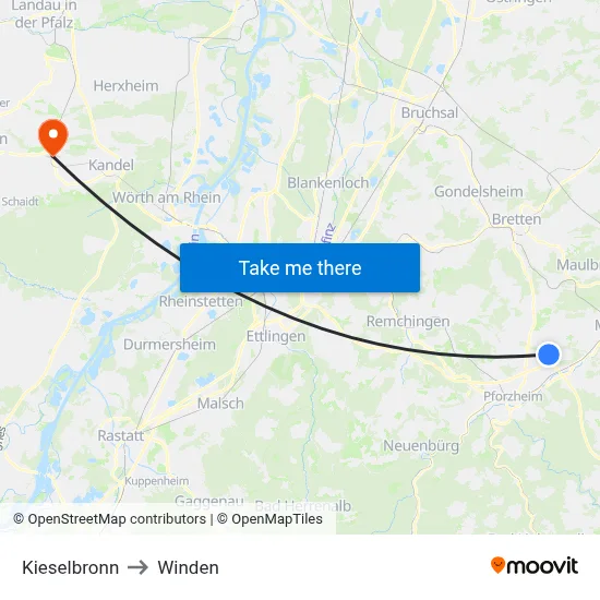 Kieselbronn to Winden map