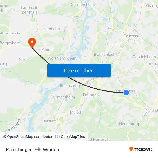 Remchingen to Winden map
