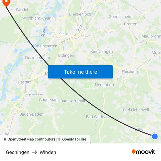 Gechingen to Winden map