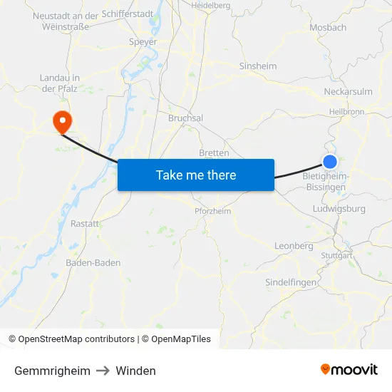 Gemmrigheim to Winden map