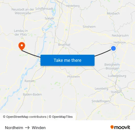 Nordheim to Winden map