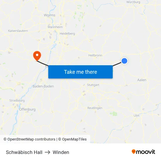 Schwäbisch Hall to Winden map