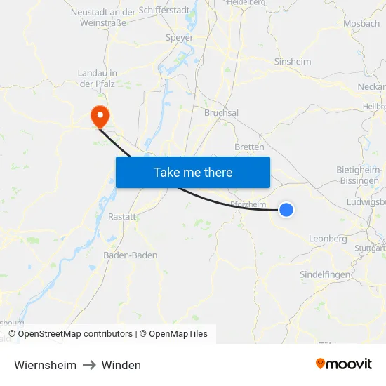Wiernsheim to Winden map