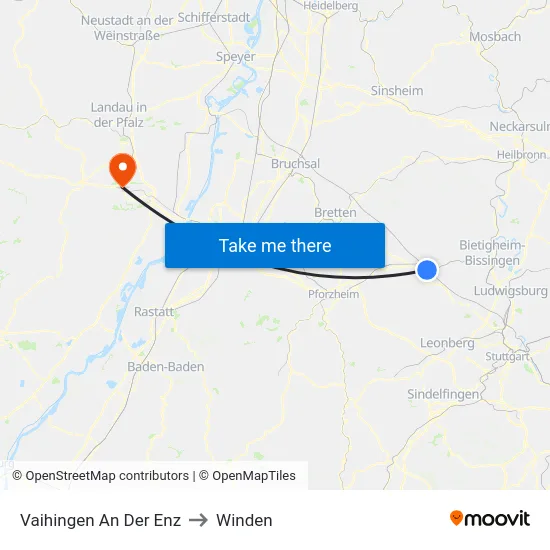 Vaihingen An Der Enz to Winden map