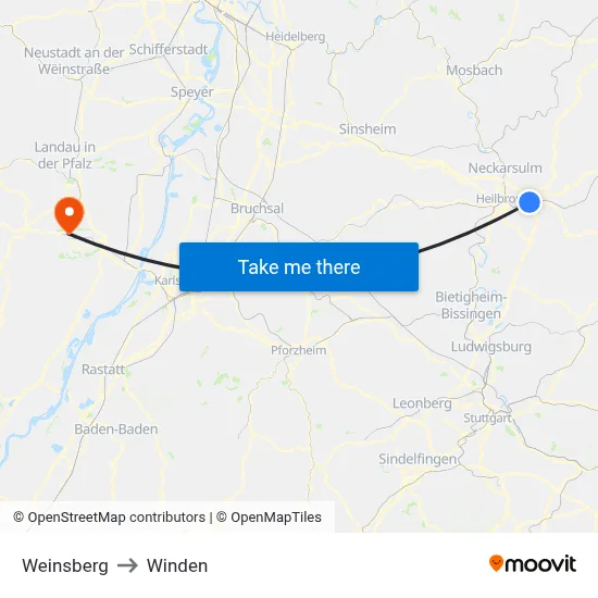 Weinsberg to Winden map