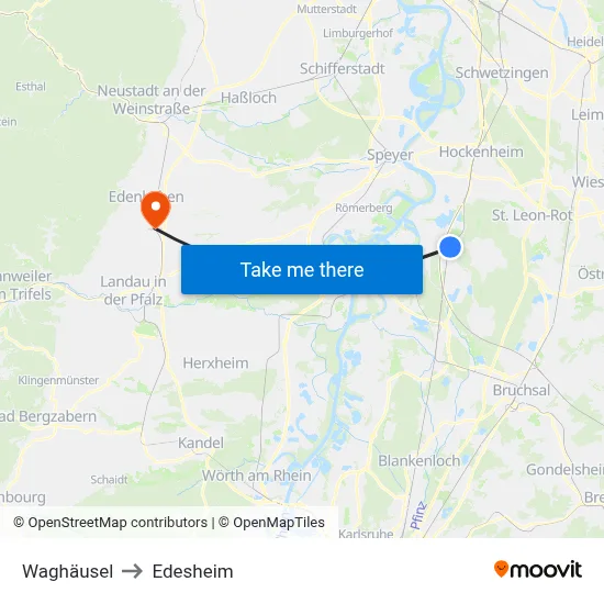 Waghäusel to Edesheim map