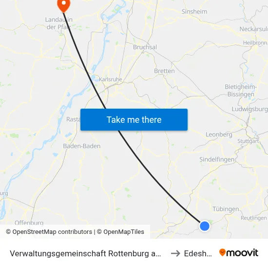 Verwaltungsgemeinschaft Rottenburg am Neckar to Edesheim map