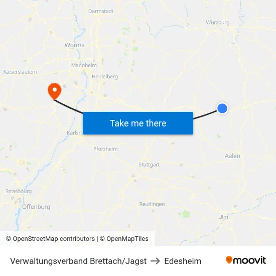 Verwaltungsverband Brettach/Jagst to Edesheim map