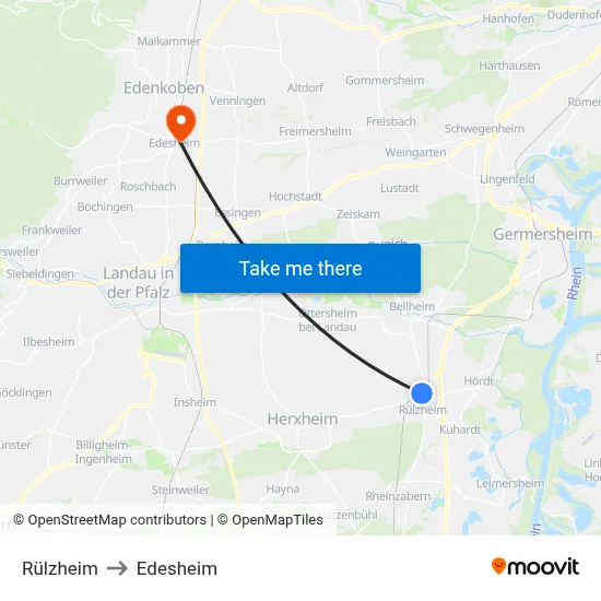Rülzheim to Edesheim map