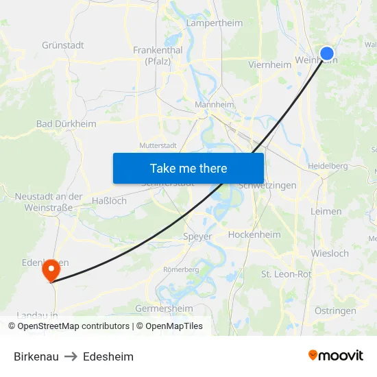 Birkenau to Edesheim map